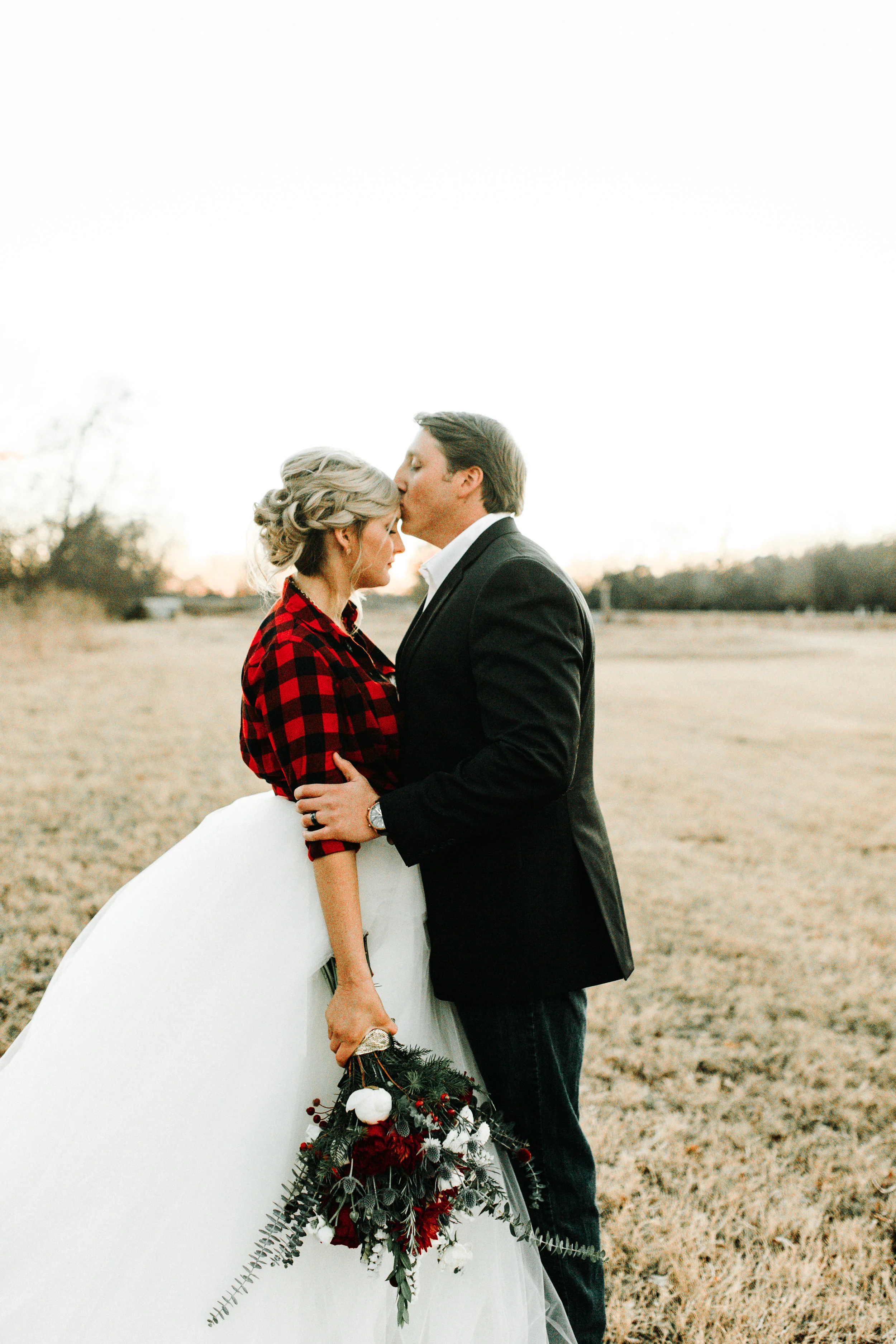 Flannel shirt top wedding dress